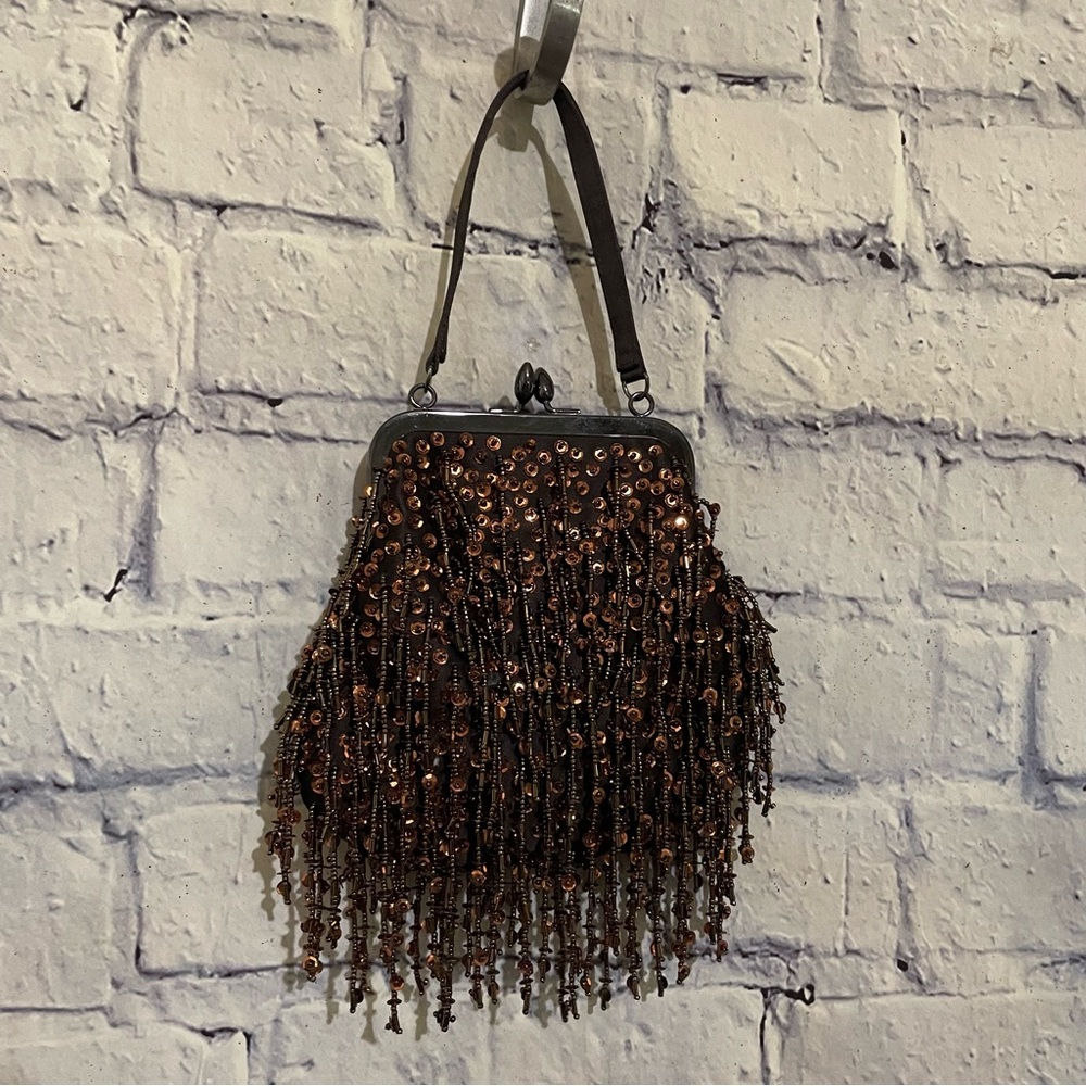 Vintage 70’s Lillie Rubin Beaded Sequin Fringe Art Deco Gatsby Flapper Purse - Picture 2 of 12